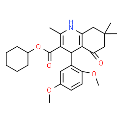 ChemSpider 2D Image | Cyclohexyl 4-(2,5-dimethoxyphenyl)-2,7,7-trimethyl-5-oxo-1,4,5,6,7,8-hexahydro-3-quinolinecarboxylate | C27H35NO5
