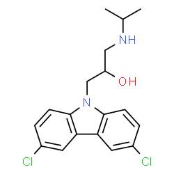 ChemSpider 2D Image | 1-(3,6-Dichloro-carbazol-9-yl)-3-isopropylamino-propan-2-ol | C18H20Cl2N2O
