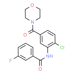 ChemSpider 2D Image | N-[2-Chloro-5-(4-morpholinylcarbonyl)phenyl]-3-fluorobenzamide | C18H16ClFN2O3