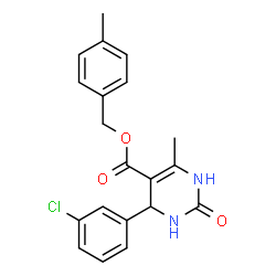 ChemSpider 2D Image | 4-Methylbenzyl 4-(3-chlorophenyl)-6-methyl-2-oxo-1,2,3,4-tetrahydro-5-pyrimidinecarboxylate | C20H19ClN2O3