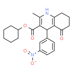 ChemSpider 2D Image | Cyclohexyl 2-methyl-4-(3-nitrophenyl)-5-oxo-1,4,5,6,7,8-hexahydro-3-quinolinecarboxylate | C23H26N2O5