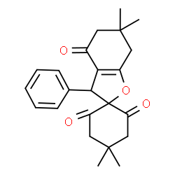 ChemSpider 2D Image | 4',4',6,6-Tetramethyl-3-phenyl-3,5,6,7-tetrahydro-2'H,4H,6'H-spiro[1-benzofuran-2,1'-cyclohexane]-2',4,6'-trione | C23H26O4