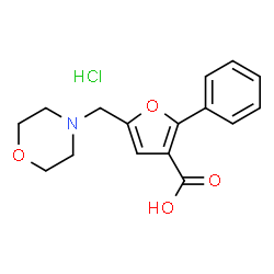 ChemSpider 2D Image | 5-(4-Morpholinylmethyl)-2-phenyl-3-furoic acid hydrochloride (1:1) | C16H18ClNO4