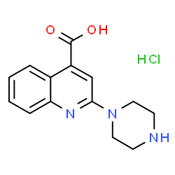 ChemSpider 2D Image | 2-(piperazin-1-yl)quinoline-4-carboxylic acid hydrochloride | C14H16ClN3O2