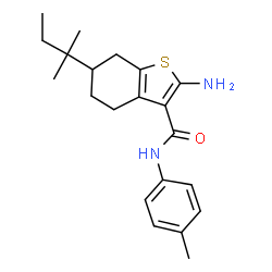 ChemSpider 2D Image | 2-amino-6-(tert-pentyl)-N-(p-tolyl)-4,5,6,7-tetrahydrobenzo[b]thiophene-3-carboxamide | C21H28N2OS