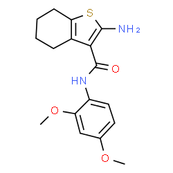 ChemSpider 2D Image | 2-Amino-N-(2,4-dimethoxyphenyl)-4,5,6,7-tetrahydro-1-benzothiophene-3-carboxamide | C17H20N2O3S