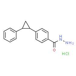 ChemSpider 2D Image | 4-(2-Phenylcyclopropyl)benzohydrazide hydrochloride (1:1) | C16H17ClN2O