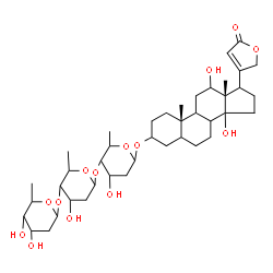 ChemSpider 2D Image | (8xi,9xi,14xi,17xi)-3-{[2,6-Dideoxyhexopyranosyl-(1->4)-2,6-dideoxyhexopyranosyl-(1->4)-2,6-dideoxyhexopyranosyl]oxy}-12,14-dihydroxycard-20(22)-enolide | C41H64O14