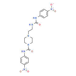 ChemSpider 2D Image | N-(4-Nitrophenyl)-4-(2-{[(4-nitrophenyl)carbamoyl]amino}ethyl)-1-piperazinecarboxamide | C20H23N7O6