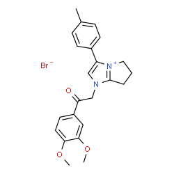 ChemSpider 2D Image | 1-[2-(3,4-Dimethoxyphenyl)-2-oxoethyl]-3-(4-methylphenyl)-1,5,6,7-tetrahydropyrrolo[1,2-a]imidazol-4-ium bromide | C23H25BrN2O3