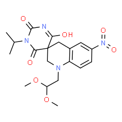 ChemSpider 2D Image | 1'-(2,2-Dimethoxyethyl)-1-isopropyl-6'-nitro-1',4'-dihydro-2H,2'H-spiro[pyrimidine-5,3'-quinoline]-2,4,6(1H,3H)-trione | C19H24N4O7