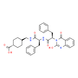 ChemSpider 2D Image | cis-4-[({N-[(2R)-2-(2,4-Dioxo-1,4-dihydro-3(2H)-quinazolinyl)-3-phenylpropanoyl]-L-phenylalanyl}amino)methyl]cyclohexanecarboxylic acid | C34H36N4O6