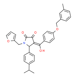 ChemSpider 2D Image | (4E)-1-(2-Furylmethyl)-4-(hydroxy{4-[(3-methylbenzyl)oxy]phenyl}methylene)-5-(4-isopropylphenyl)-2,3-pyrrolidinedione | C33H31NO5