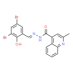ChemSpider 2D Image | N'-[(E)-(3,5-Dibromo-2-hydroxyphenyl)methylene]-2-methyl-4-quinolinecarbohydrazide | C18H13Br2N3O2