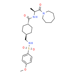 ChemSpider 2D Image | trans-N-[(2S)-1-(1-Azepanyl)-1-oxo-2-propanyl]-4-({[(4-methoxyphenyl)sulfonyl]amino}methyl)cyclohexanecarboxamide | C24H37N3O5S