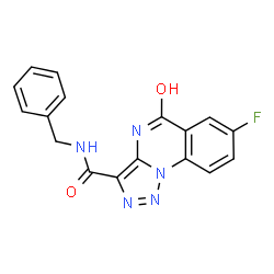 ChemSpider 2D Image | N-Benzyl-7-fluoro-5-oxo-4,5-dihydro[1,2,3]triazolo[1,5-a]quinazoline-3-carboxamide | C17H12FN5O2