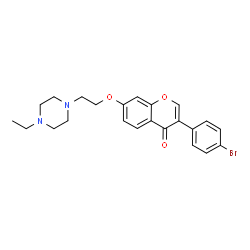 ChemSpider 2D Image | 3-(4-Bromophenyl)-7-[2-(4-ethyl-1-piperazinyl)ethoxy]-4H-chromen-4-one | C23H25BrN2O3