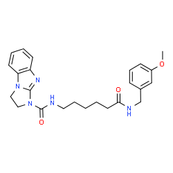 ChemSpider 2D Image | N-{6-[(3-Methoxybenzyl)amino]-6-oxohexyl}-2,3-dihydro-1H-imidazo[1,2-a]benzimidazole-1-carboxamide | C24H29N5O3