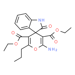 ChemSpider 2D Image | Diethyl 2'-amino-2-oxo-6'-propyl-1,2-dihydrospiro[indole-3,4'-pyran]-3',5'-dicarboxylate | C21H24N2O6