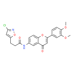 ChemSpider 2D Image | 3-(3-Chloro-1,2-oxazol-5-yl)-N-[2-(3,4-dimethoxyphenyl)-4-oxo-4H-chromen-6-yl]propanamide | C23H19ClN2O6