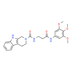 ChemSpider 2D Image | N-{3-Oxo-3-[(3,4,5-trimethoxyphenyl)amino]propyl}-1,3,4,9-tetrahydro-2H-beta-carboline-2-carboxamide | C24H28N4O5