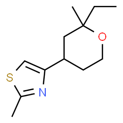 ChemSpider 2D Image | 4-(2-Ethyl-2-methyltetrahydro-2H-pyran-4-yl)-2-methyl-1,3-thiazole | C12H19NOS