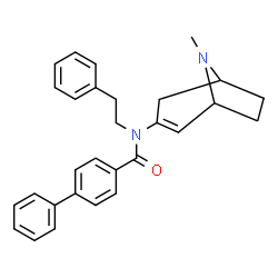 ChemSpider 2D Image | N-(8-Methyl-8-azabicyclo[3.2.1]oct-2-en-3-yl)-N-(2-phenylethyl)-4-biphenylcarboxamide | C29H30N2O