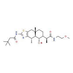 ChemSpider 2D Image | N-[(4S,4aS,5S)-5-Hydroxy-6-{(2S)-1-[(2-methoxyethyl)amino]-1-oxo-2-propanyl}-4,8a-dimethyl-4,4a,5,6,7,8,8a,9-octahydronaphtho[2,3-d][1,3]thiazol-2-yl]-3,3-dimethylbutanamide | C25H41N3O4S