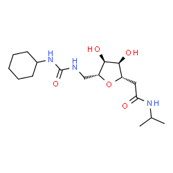 ChemSpider 2D Image | 2-[(2S,3R,4S,5R)-5-{[(Cyclohexylcarbamoyl)amino]methyl}-3,4-dihydroxytetrahydro-2-furanyl]-N-isopropylacetamide | C17H31N3O5