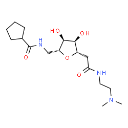 ChemSpider 2D Image | N-{[(2R,3S,4R,5S)-5-(2-{[2-(Dimethylamino)ethyl]amino}-2-oxoethyl)-3,4-dihydroxytetrahydro-2-furanyl]methyl}cyclopentanecarboxamide | C17H31N3O5