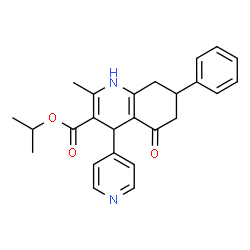 ChemSpider 2D Image | Isopropyl 2-methyl-5-oxo-7-phenyl-4-(4-pyridinyl)-1,4,5,6,7,8-hexahydro-3-quinolinecarboxylate | C25H26N2O3