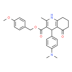 ChemSpider 2D Image | 4-Methoxybenzyl 4-[4-(dimethylamino)phenyl]-2-methyl-5-oxo-1,4,5,6,7,8-hexahydro-3-quinolinecarboxylate | C27H30N2O4