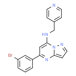 ChemSpider 2D Image | 5-(3-Bromophenyl)-N-(4-pyridinylmethyl)pyrazolo[1,5-a]pyrimidin-7-amine | C18H14BrN5