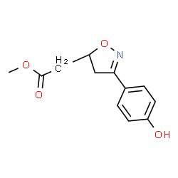 ChemSpider 2D Image | Methyl [3-(4-hydroxyphenyl)-4,5-dihydro-1,2-oxazol-5-yl]acetate | C12H13NO4