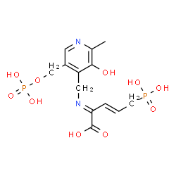 ChemSpider 2D Image | (2E,3E)-2-[({3-Hydroxy-2-methyl-5-[(phosphonooxy)methyl]-4-pyridinyl}methyl)imino]-5-phosphono-3-pentenoic acid | C13H18N2O10P2