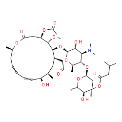 ChemSpider 2D Image | (2S,3S,4R,6S)-6-{[(2R,3S,4R,5R,6S)-6-{[(4R,5S,6S,7R,9R,10R,16R)-4-Acetoxy-10-hydroxy-5-methoxy-9,16-dimethyl-2-oxo-7-(2-oxoethyl)oxacyclohexadeca-11,13-dien-6-yl]oxy}-4-(dimethylamino)-5-hydroxy-2-met
hyltetrahydro-2H-pyran-3-yl]oxy}-3-hydroxy-2,4-dimethyltetrahydro-2H-pyran-4-yl 3-methylbutanoate | C42H69NO15