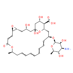 ChemSpider 2D Image | (1R,3S,5R,7R,12R,22R,24S,25R,26S)-22-[(3-Amino-3,6-dideoxy-beta-D-mannopyranosyl)oxy]-1,3,26-trihydroxy-12-methyl-10-oxo-6,11,28-trioxatricyclo[22.3.1.0~5,7~]octacosa-8,14,16,18,20-pentaene-25-carboxy
lic acid | C33H47NO13