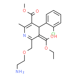ChemSpider 2D Image | Methyl (5Z)-6-[(2-aminoethoxy)methyl]-4-(2-chlorophenyl)-5-[ethoxy(hydroxy)methylene]-2-methyl-4,5-dihydro-3-pyridinecarboxylate | C20H25ClN2O5