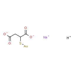 ChemSpider 2D Image | Sodium hydrogen [2-(sulfanyl-kappaS)succinato(3-)]aurate(2-) (1:1:1) | C4H4AuNaO4S