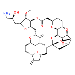 ChemSpider 2D Image | (1S,3S,6S,9S,12S,14R,16R,18S,20R,21S,22S,26R,29S,31R,32S,33R,35R,36S)-20-[(2S)-3-Amino-2-hydroxypropyl]-21-methoxy-14-methyl-8,15-bis(methylene)-2,19,23,30,34,37,39,40,41-nonaoxanonacyclo[24.9.2.1~3,3
2~.1~3,33~.1~6,9~.1~12,16~.0~18,22~.0~29,36~.0~31,35~]hentetracontan-24-one | C39H57NO12