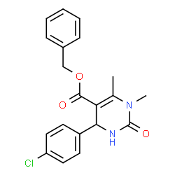ChemSpider 2D Image | Benzyl 4-(4-chlorophenyl)-1,6-dimethyl-2-oxo-1,2,3,4-tetrahydro-5-pyrimidinecarboxylate | C20H19ClN2O3
