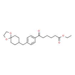 ChemSpider 2D Image | Ethyl 6-[4-(1,4-dioxaspiro[4.5]dec-8-ylmethyl)phenyl]-6-oxohexanoate | C23H32O5