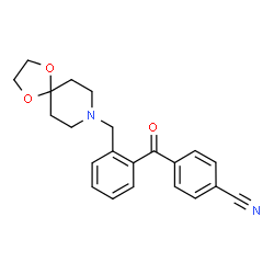 ChemSpider 2D Image | 4-[2-(1,4-Dioxa-8-azaspiro[4.5]dec-8-ylmethyl)benzoyl]benzonitrile | C22H22N2O3