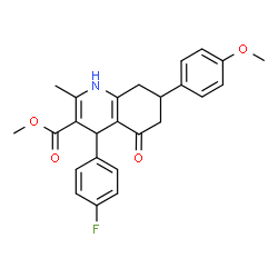 ChemSpider 2D Image | Methyl 4-(4-fluorophenyl)-7-(4-methoxyphenyl)-2-methyl-5-oxo-1,4,5,6,7,8-hexahydro-3-quinolinecarboxylate | C25H24FNO4