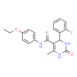 ChemSpider 2D Image | N-(4-Ethoxyphenyl)-4-(2-fluorophenyl)-6-methyl-2-oxo-1,2,3,4-tetrahydro-5-pyrimidinecarboxamide | C20H20FN3O3