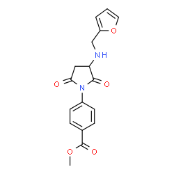 ChemSpider 2D Image | Methyl 4-{3-[(2-furylmethyl)amino]-2,5-dioxo-1-pyrrolidinyl}benzoate | C17H16N2O5