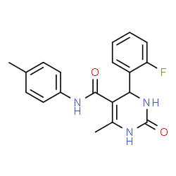 ChemSpider 2D Image | 4-(2-fluorophenyl)-6-methyl-N-(4-methylphenyl)-2-oxo-3,4-dihydro-1H-pyrimidine-5-carboxamide | C19H18FN3O2