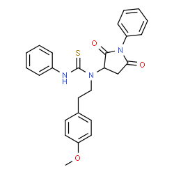 ChemSpider 2D Image | 1-(2,5-Dioxo-1-phenyl-3-pyrrolidinyl)-1-[2-(4-methoxyphenyl)ethyl]-3-phenylthiourea | C26H25N3O3S
