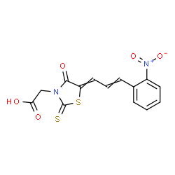 ChemSpider 2D Image | {5-[3-(2-Nitro-phenyl)-allylidene]-4-oxo-2-thioxo-thiazolidin-3-yl}-acetic acid | C14H10N2O5S2
