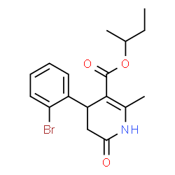 ChemSpider 2D Image | sec-Butyl 4-(2-bromophenyl)-2-methyl-6-oxo-1,4,5,6-tetrahydro-3-pyridinecarboxylate | C17H20BrNO3